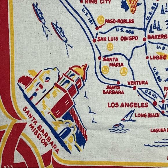 Vintage California State Souvenir Tablecloth Estimate From 1950s - Picture 5 of 7